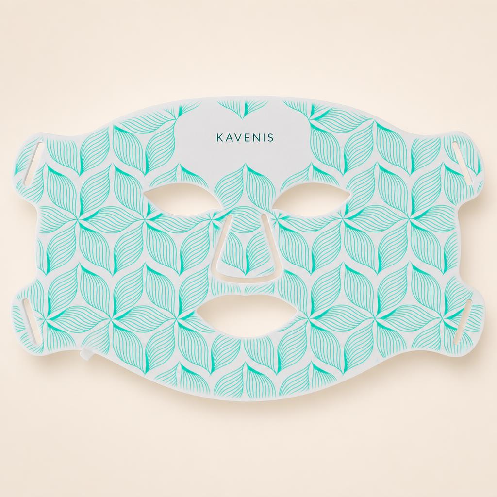 KAVENIS LED mask in Sage Green, flat lay