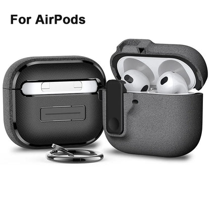 Luxury Shockproof Protective Case for Apple Airpods Pro 2 Airpods 4 & 3 with Hook Carabiner - Premium Earphone Cover Sleeve