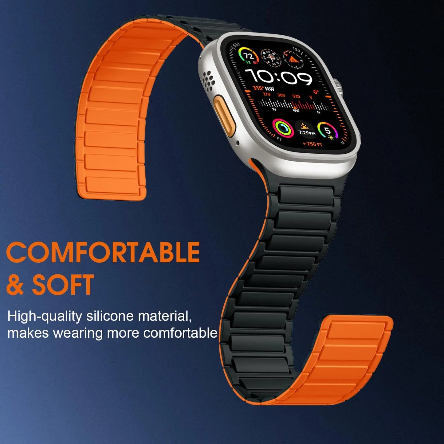 Magnetic Band for Apple Watch Ultra 3 49Mm 46Mm 42Mm 45Mm 44Mm 40Mm 41Mm Silicone Strap Iwatch Series 11 10 9 8 7 6 SE Bracelet