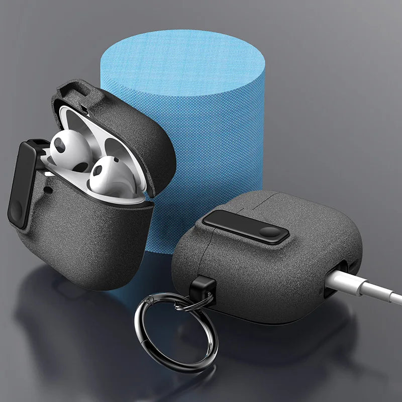 Luxury Shockproof Protective Case for Apple Airpods Pro 2 Airpods 4 & 3 with Hook Carabiner - Premium Earphone Cover Sleeve