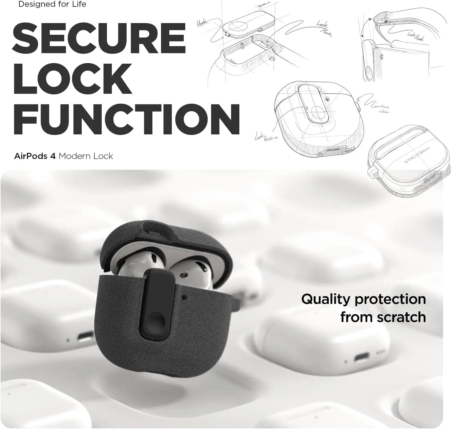 Luxury Shockproof Protective Case for Apple Airpods Pro 2 Airpods 4 & 3 with Hook Carabiner - Premium Earphone Cover Sleeve